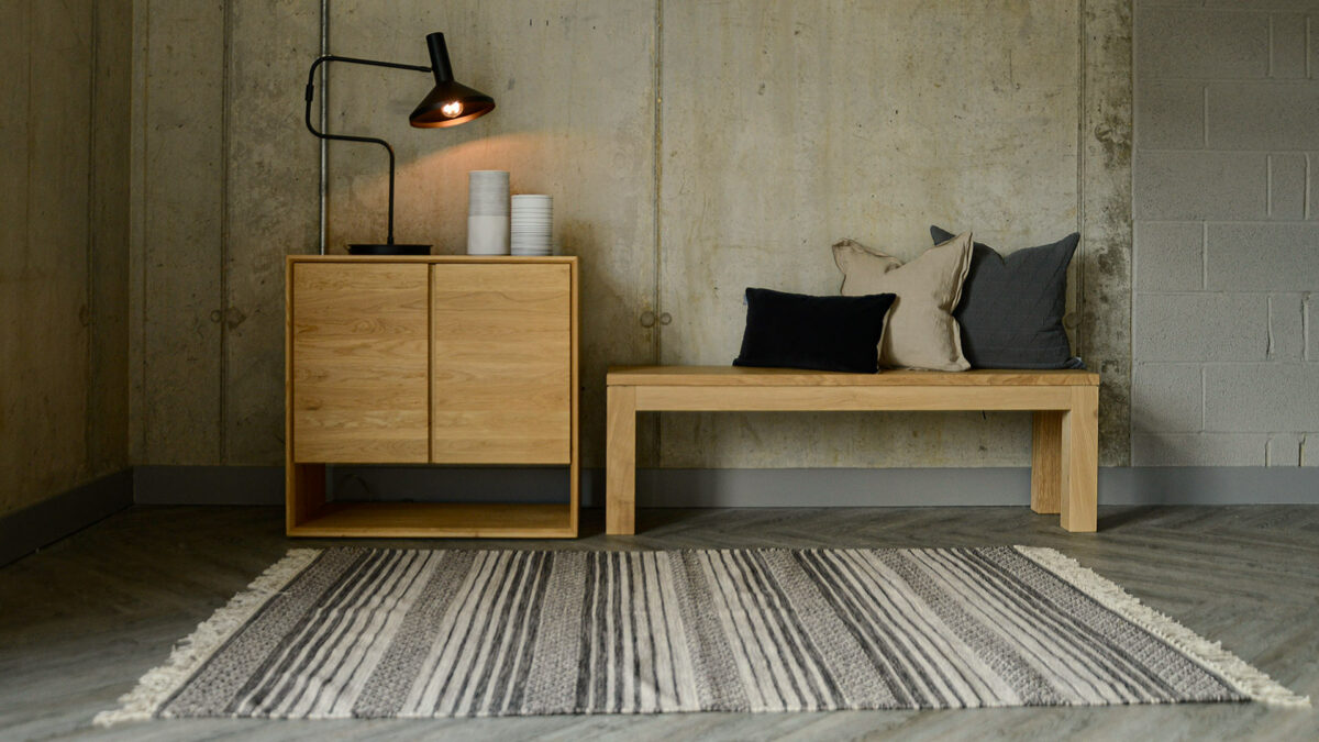 2 door cupboard and solid oak bench from Ethnicraft