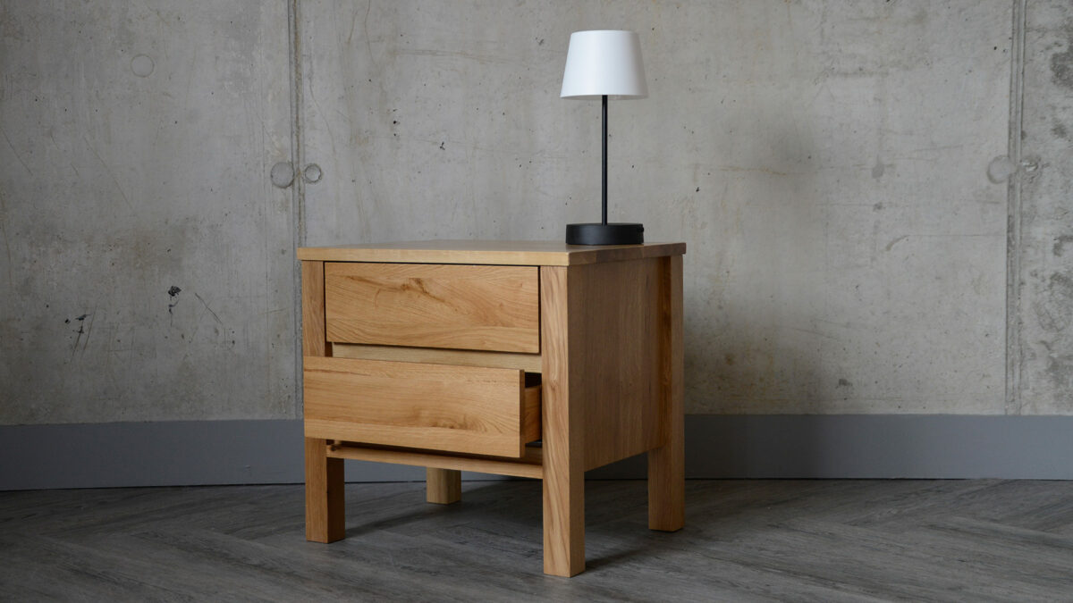 2 drawer bedside unit in oak