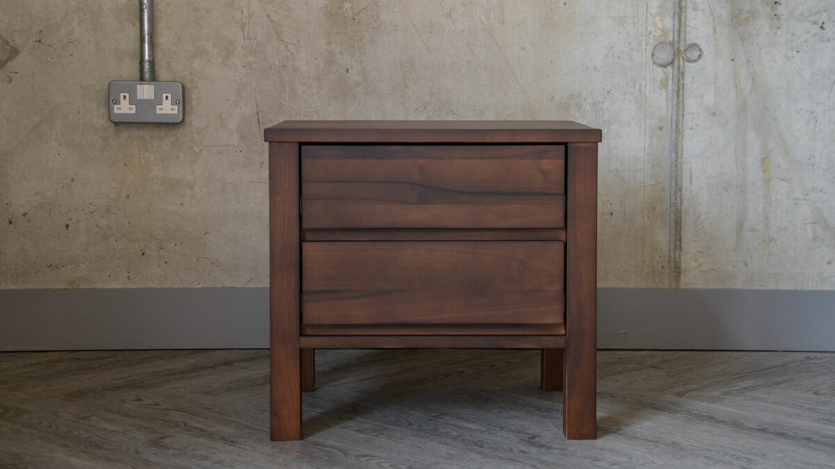2 drawer bedside unit in smoked walnut