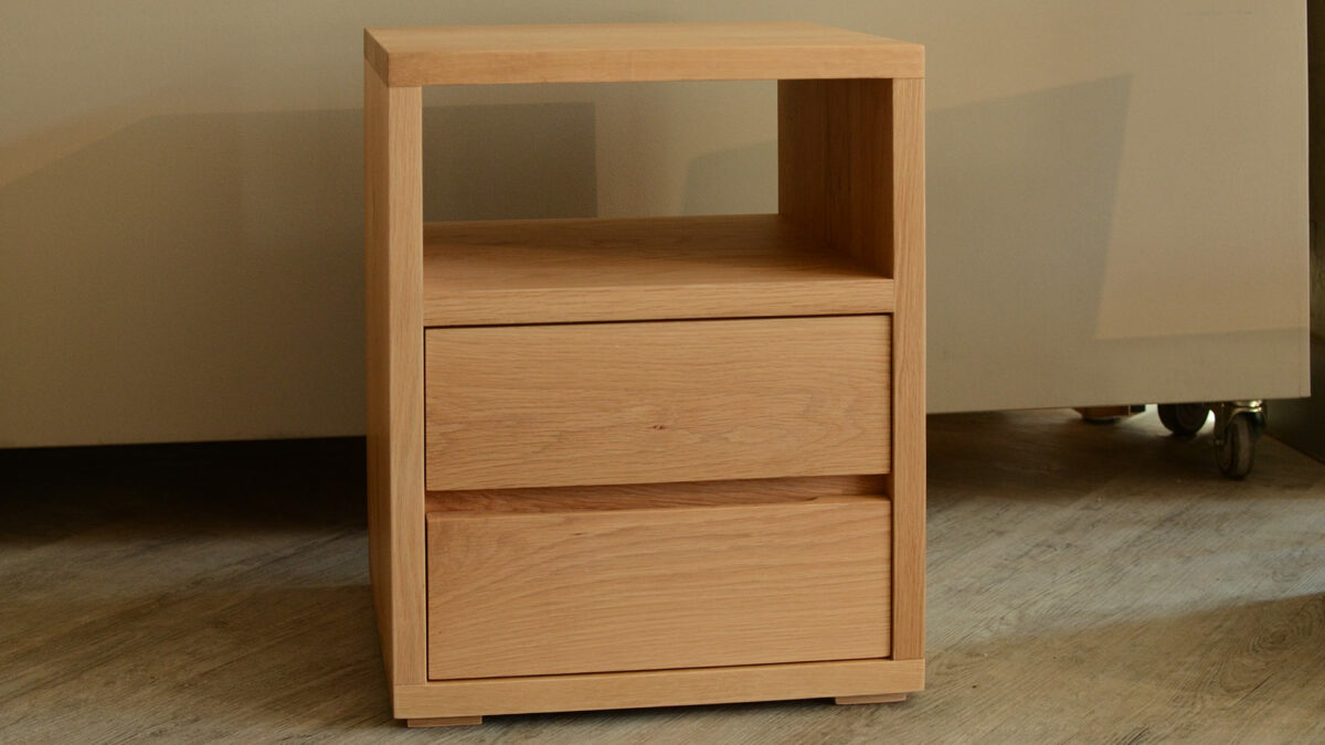 oak 2 drawer shelf table