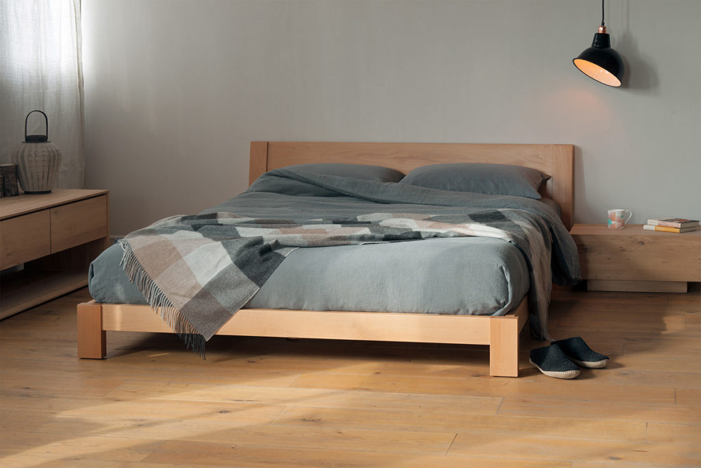 Java a modern low solid wood hand crafted bed in beech