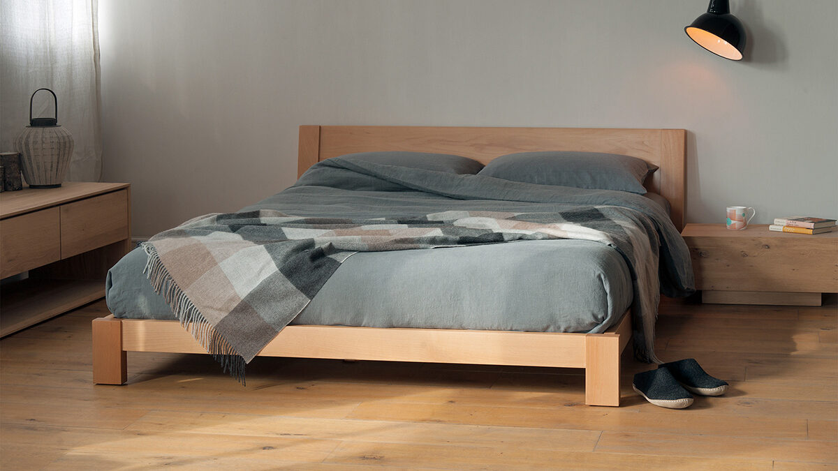 Java a modern low solid wood hand crafted bed in beech