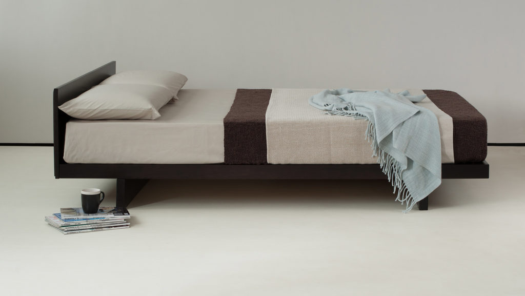 Kumo a low wooden japanese look bed has an optional headboard