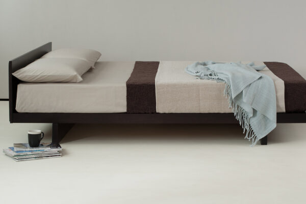 Kumo a low wooden japanese look bed has an optional headboard