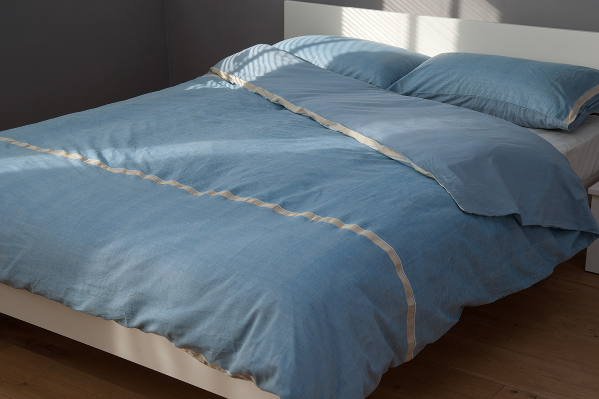 Ethiopia Blue Cotton Duvet Cover Natural Bed Company