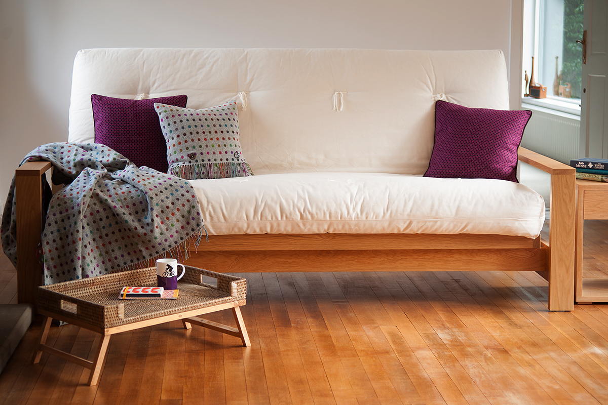 Cuba a wooden sofa bed with hand made futon mattress