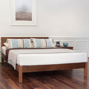 sahara low contemporary wooden bed in solid walnut