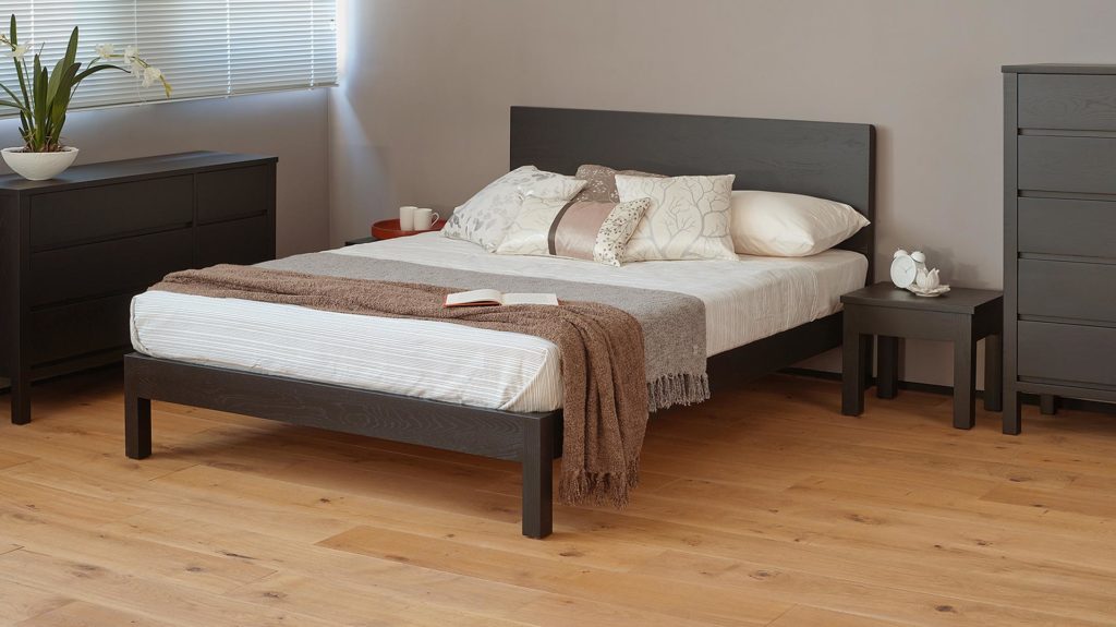 A black painted version of the Contemporary Oak Malabar bed