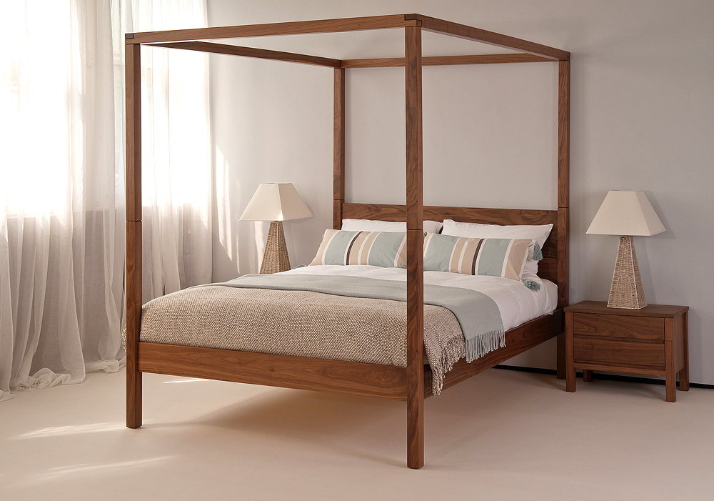 orchid contemporary solid wood four poster bed available in a choice of wood