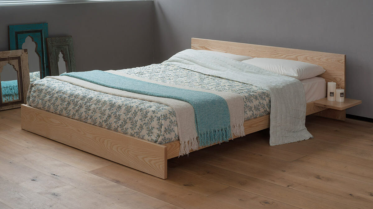 Kulu wooden platform bed is hand made to order from a choice of solid woods