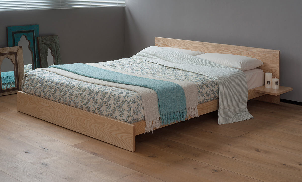 Kulu wooden platform bed is hand made to order from a choice of solid woods