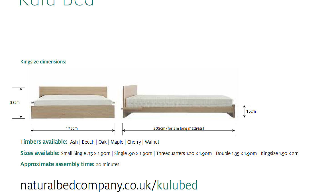 kulu low bed with dimensions and size options