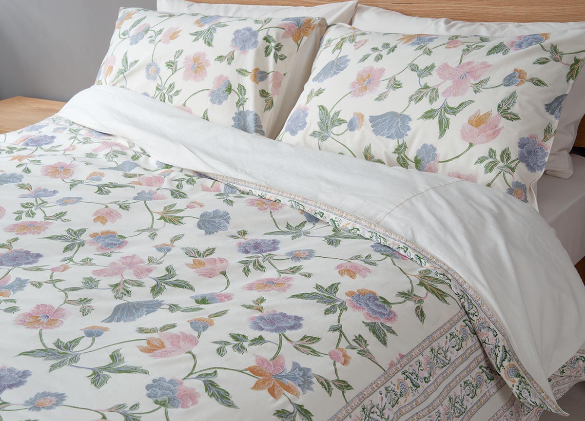 Manali Floral Duvet Cover Natural Bed Company