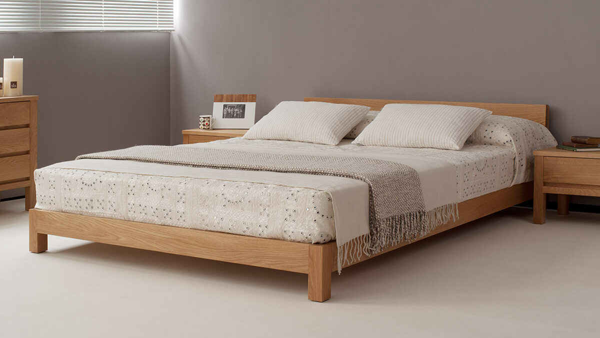 Nevada low wooden contemporary bed made from sustainably sourced solid Oak