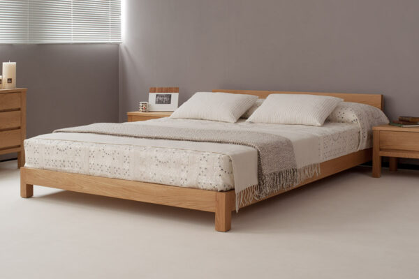 Nevada low wooden contemporary bed made from sustainably sourced solid Oak