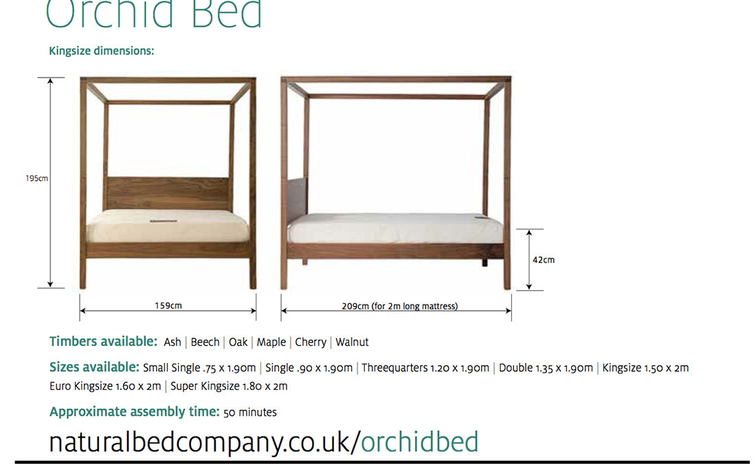 orchid 4 poster wooden bed dimensions and size options