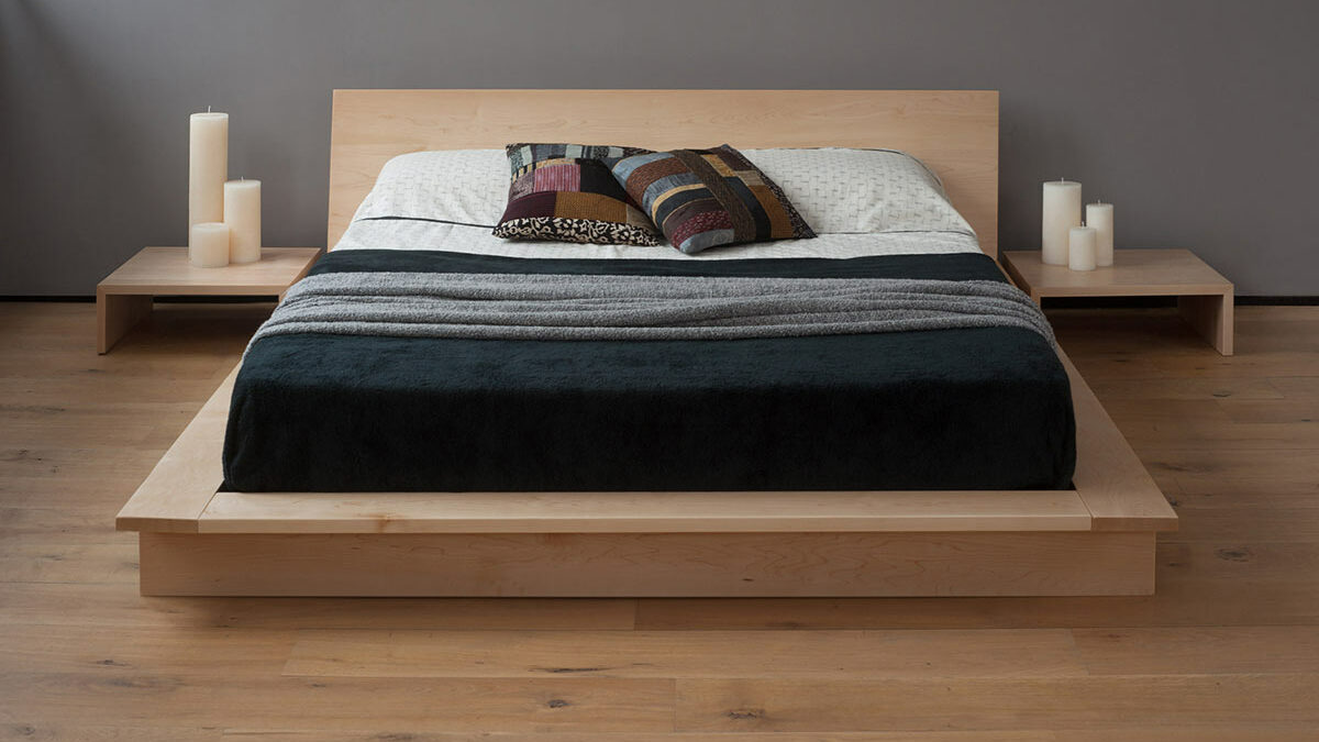 Oregon Japanese style low platform bed, here in maple