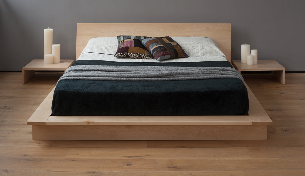 Oregon Japanese style low platform bed, here in maple