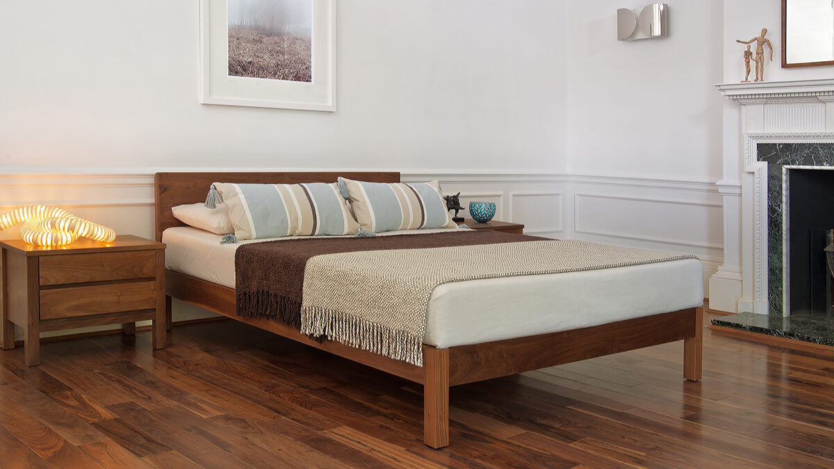 Classic Georgian bedroom setting for our contemporary wooden Sahara bed in solid walnut