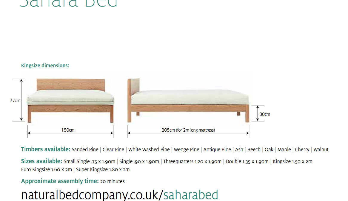 sahara bed with dimensions and size options