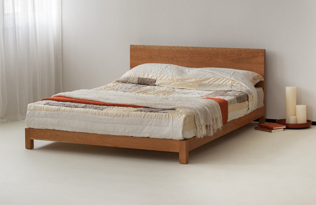 Sonora a contemporary low wooden bed here in cherry