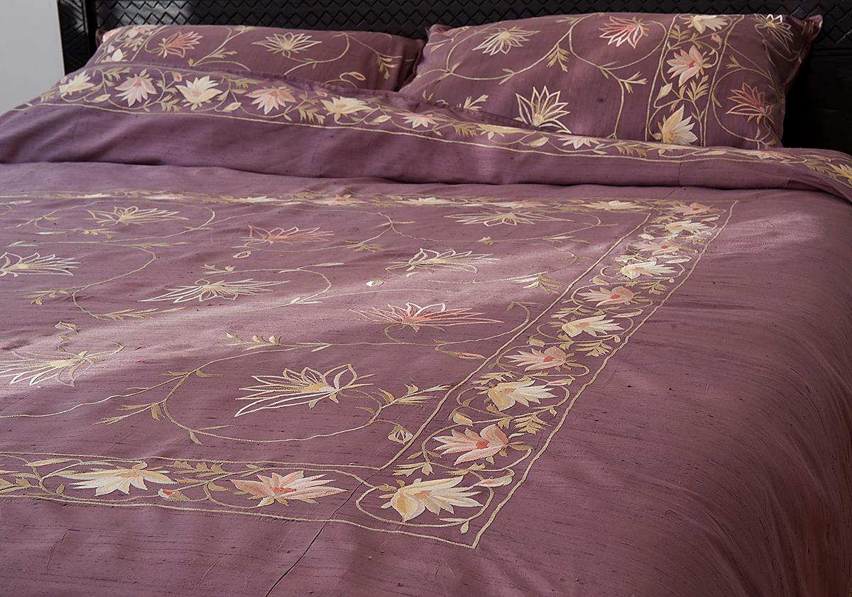 Kashmir Amethyst Indian Silk Duvet Cover Natural Bed Company