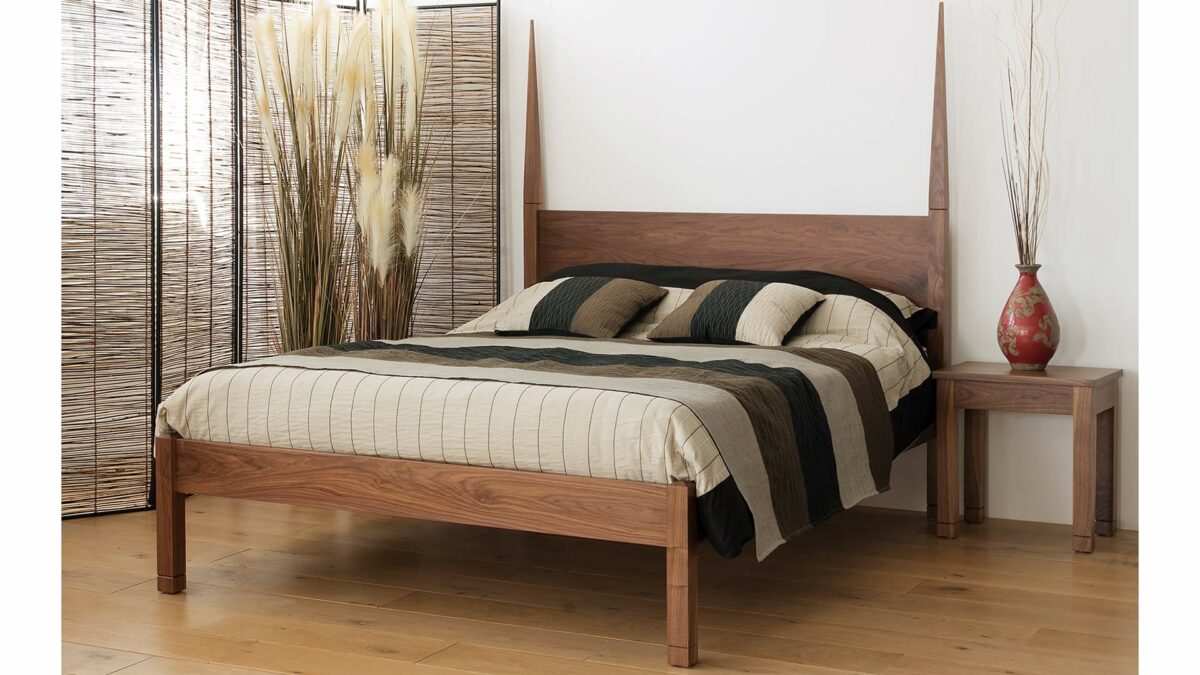 Togo - Exotic Style Wood Bed - pictured in solid walnut