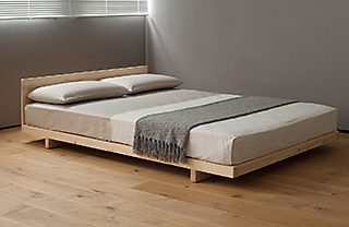 The Kobe is a low Japanese style wooden bed or futon base, to order in a range of sizes and choice of wood