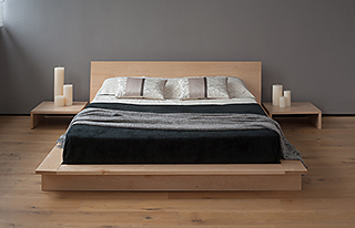 The Oregon a low solid wooden platform-style bed frame