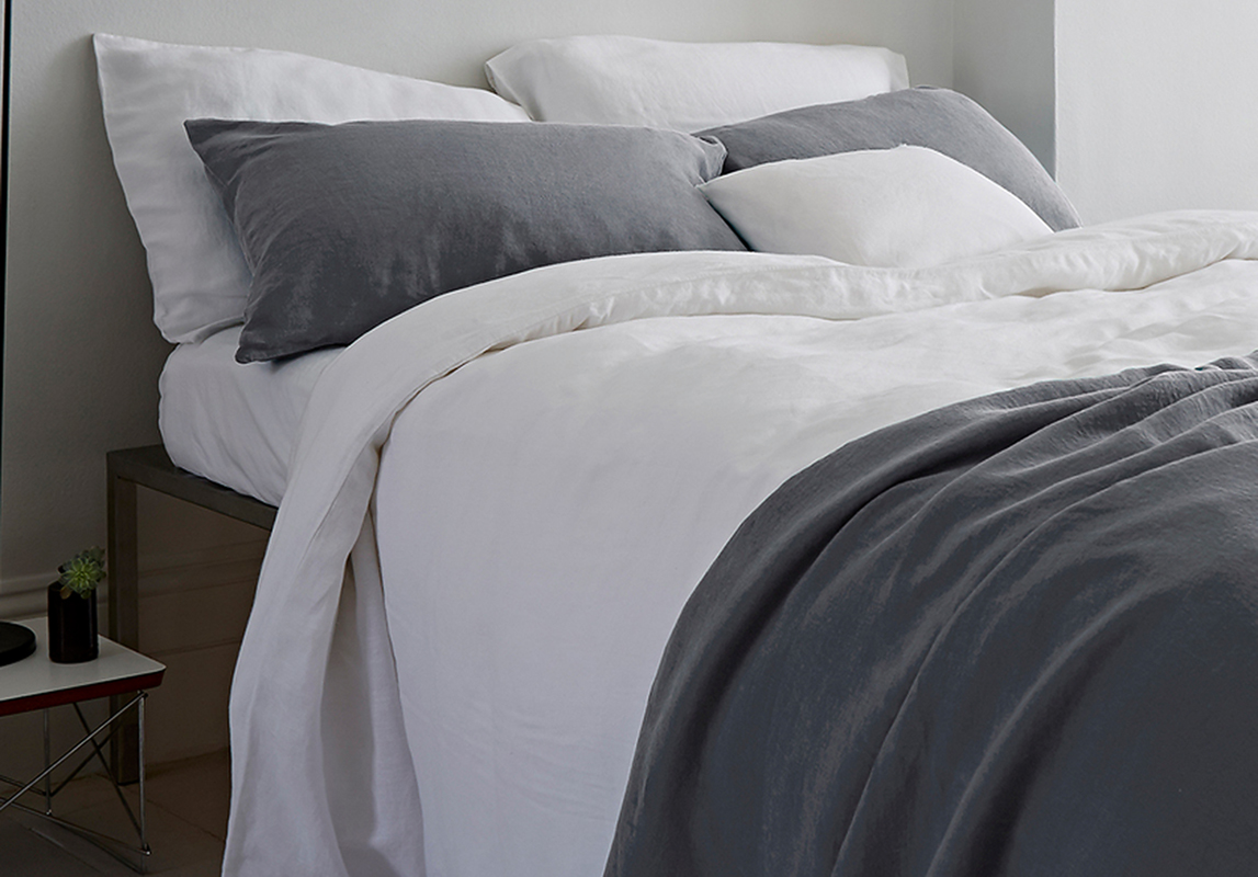 charcoal linen bedding