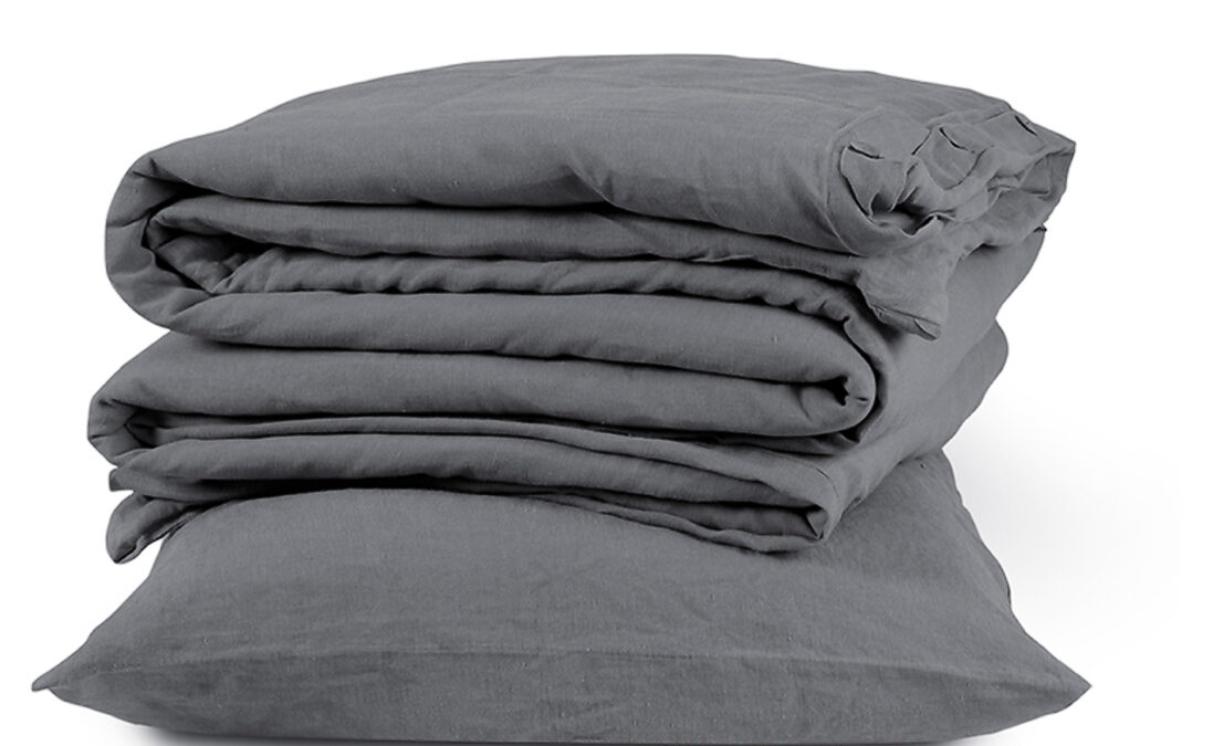 charcoal linen bedding