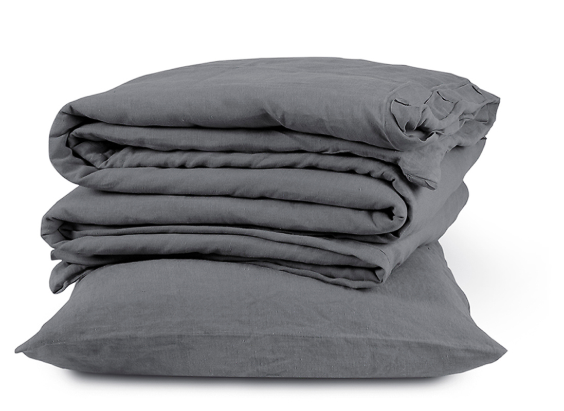 charcoal linen bedding