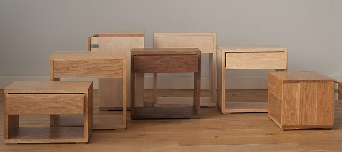 NBC made Cube bedside tables collection, choose a wood to match your bed.