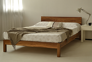 Sahara low wooden bed frame custom made in an exotic hardwood