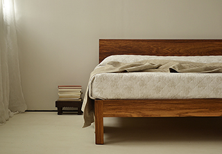 Sahara contemporary solid wooden bed - here in a bespoke exotic hardwood