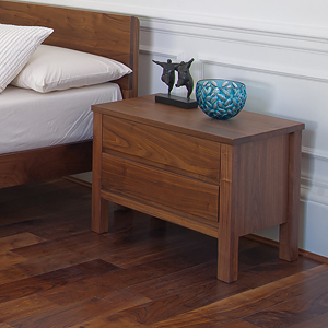 Malabar bed in Walnut with walnut Shaker style bedside drawers