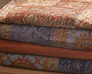 Indian bedding - gold, terracotta and purple