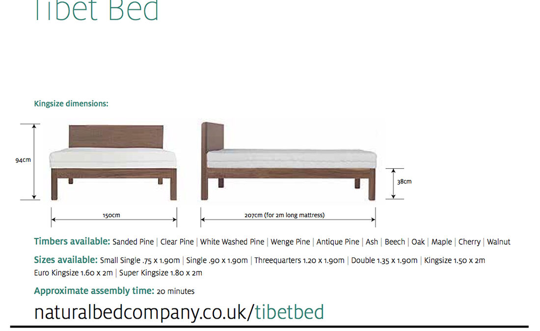 tibet wooden bed dimensions and size options