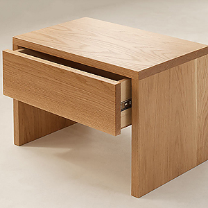 Kyoto bedside table with drawer here made from Oak.