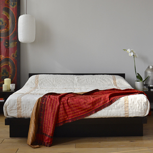 For an oriental bedroom style try the Kyoto Japanese style bed here in wenge stained wood.