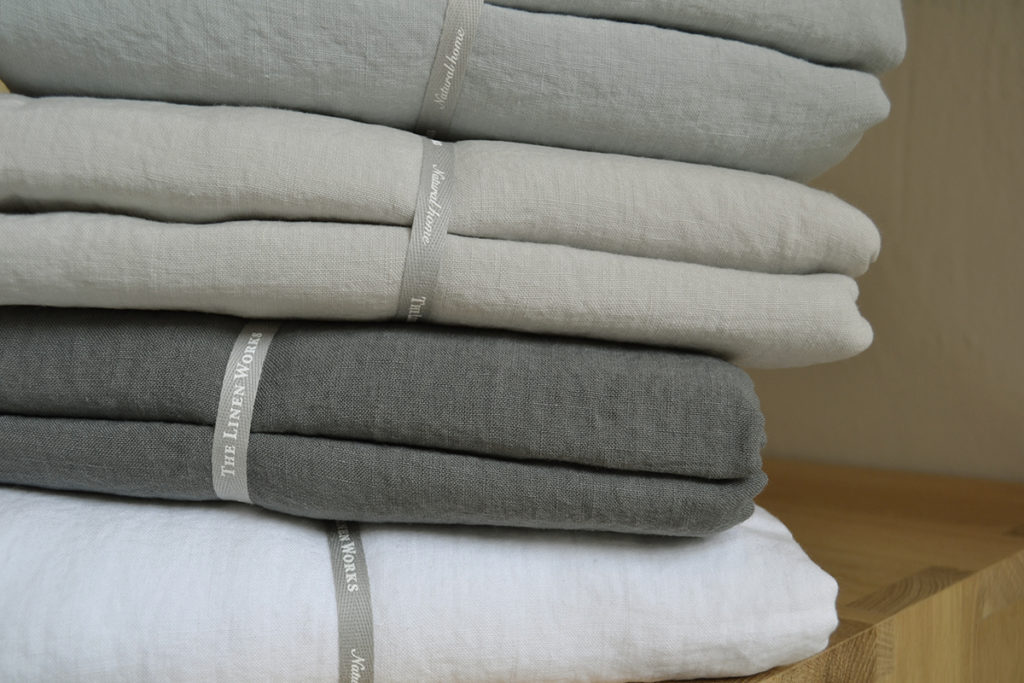 linen bedding stack