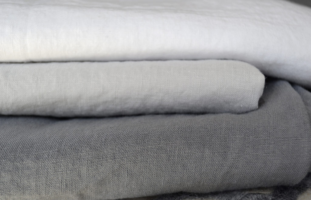 linen bedding stack