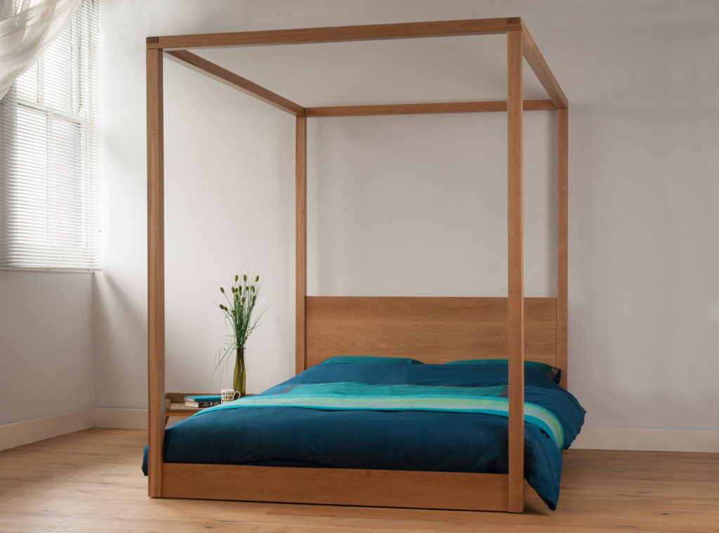 Cube - a hand made contemporary, solid wood, four poster bed