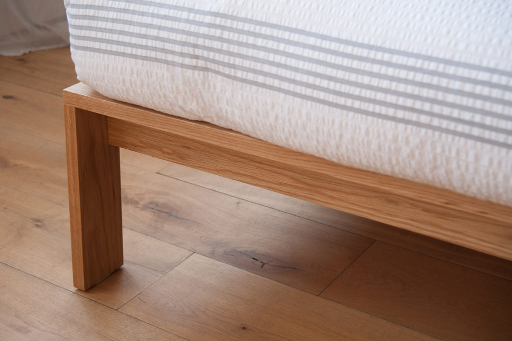 Shetland bed made from sustainably sourced wood, closer view of the leg joint