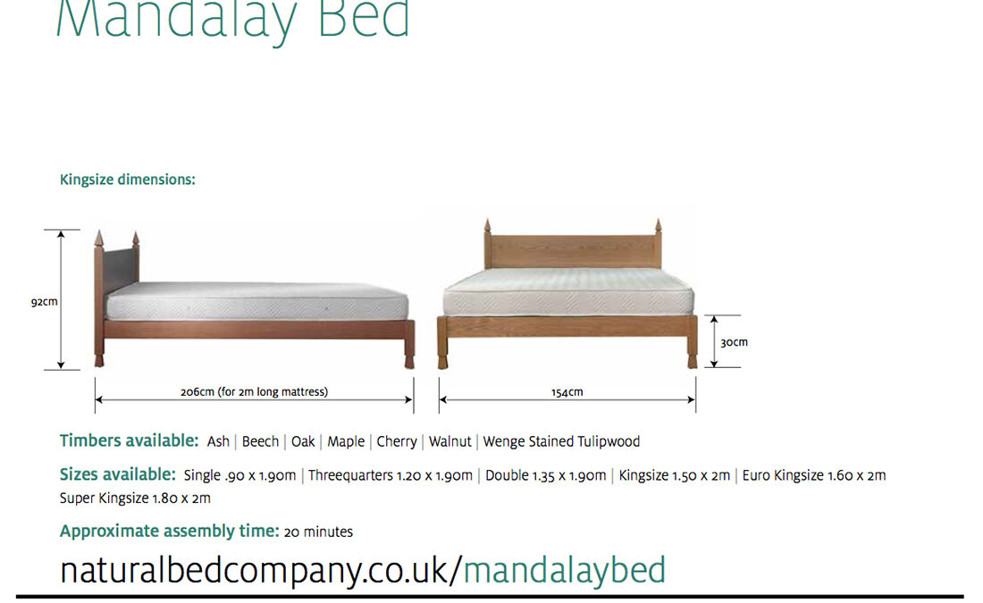 Mandalay Indian style wooden bed dimensions and bed sizes