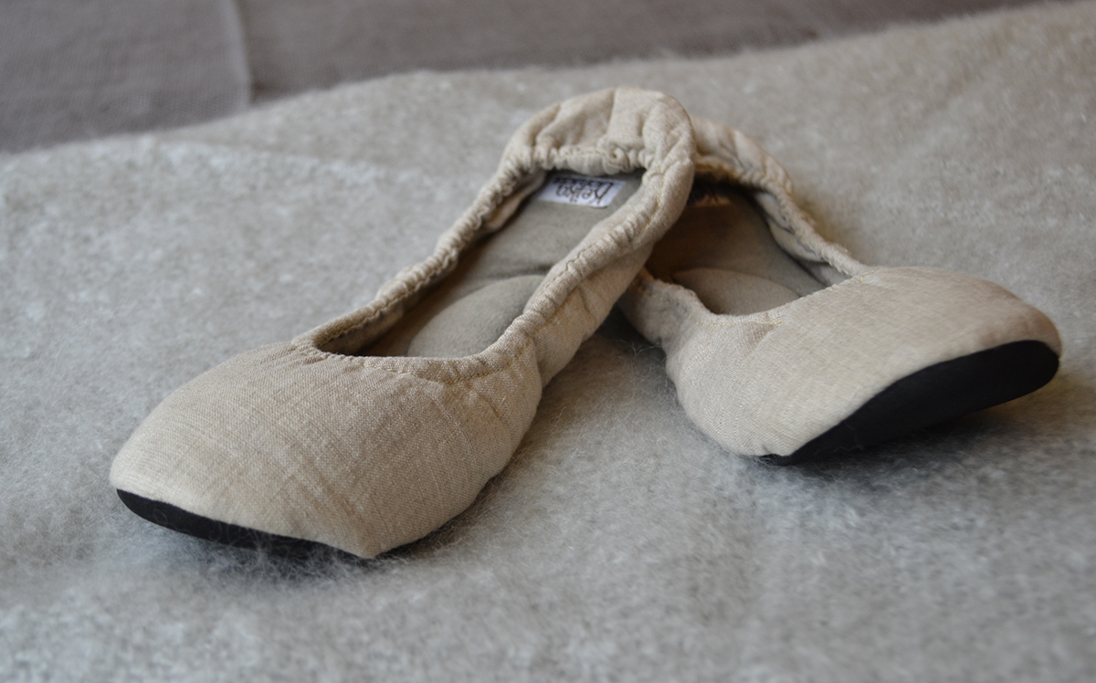 linen slippers - beige