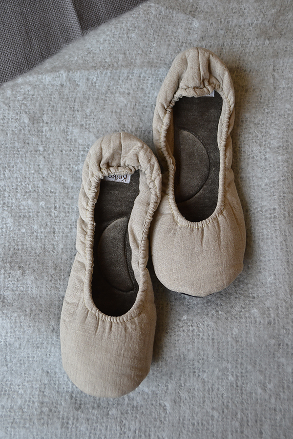 linen slippers - beige