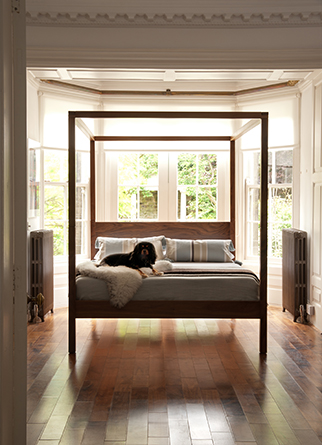 Contemporary classic bedroom featuring our Walnut 4 poster bed the Orchid