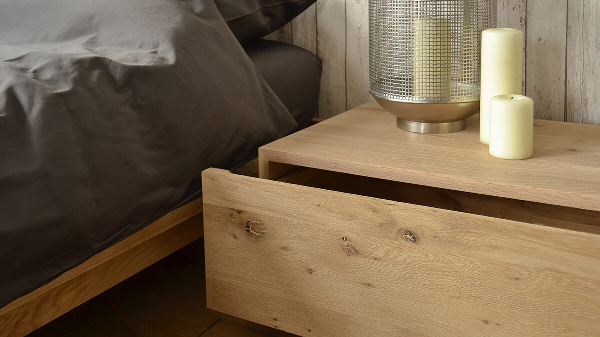 Madra bedside drawer unit - open