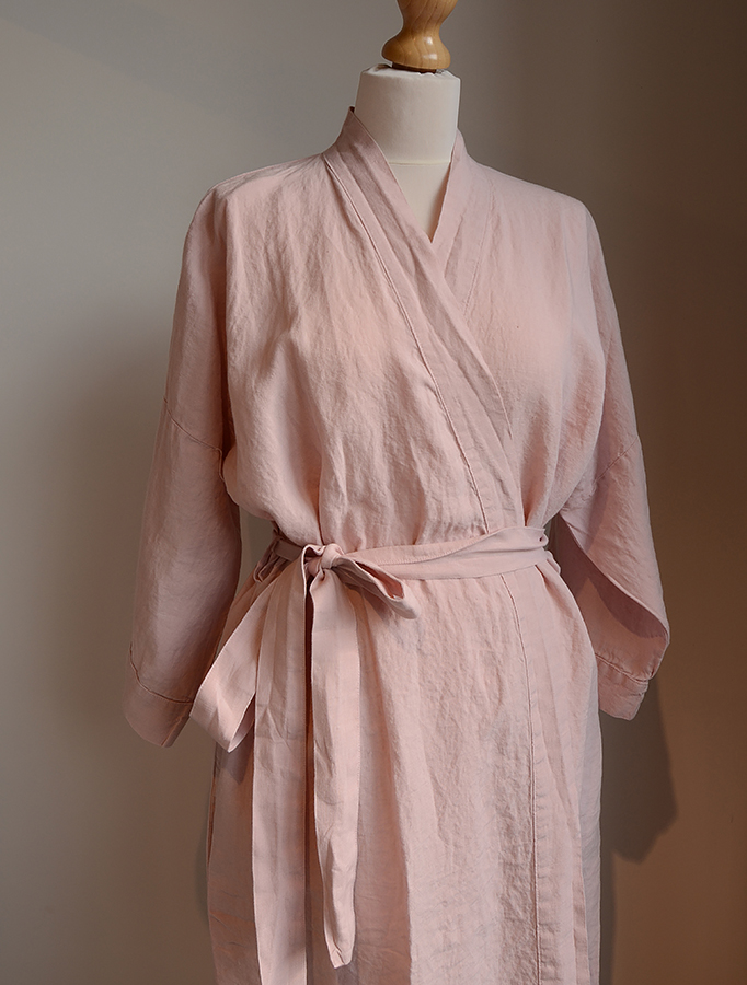 pink linen robe